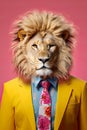 Lion in a suit business concept, where the majestic meets the corporate realm.