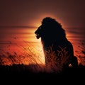 lion on sunset background lion in sunset lion at sunset Royalty Free Stock Photo