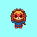 Lion Super Hero Cute Creative Kawaii Cartoon Mascot Logo