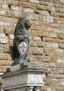 Lion with symbol of florence In Italy Royalty Free Stock Photo