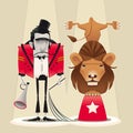 Lion Tamer with lion. Royalty Free Stock Photo