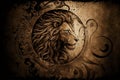 Lion tattoo design in ornament. Idea sketch in tribal art style. AI generated Royalty Free Stock Photo