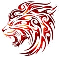 Lion tattoo with fire flames Royalty Free Stock Photo