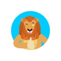 Lion thumbs up and winks emoji. Wild animal happy emoji. Vector