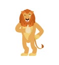 Lion thumbs up and winks emoji. Wild animal happy emoji. Vector