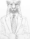 a lion in a tie, dressed in a jacket Royalty Free Stock Photo