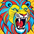 Lion tiger ferocious face extreme color