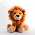 Lion toy isolated on white background, soft toy for kids.
