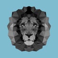 Lion from triangles. Grayscale. Vector illustrtion. Eps10