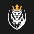 Lion Logo Vector Design Illustrator. Vintage Luxury Lion Head Logo Design Template. Abstract Lion Shield Logo Vector Design Royalty Free Stock Photo