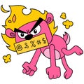 A lion is very angry with fire and cursing. doodle icon image kawaii