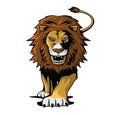 Lion Walking Forward Color Illustration Design