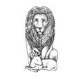 Lion Watching Over Lamb Tattoo Royalty Free Stock Photo