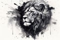 Lion watercolor predator animals wildlife painting . Lion is the king of animals Royalty Free Stock Photo