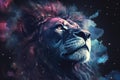 Lion watercolor predator animals wildlife painting . Lion is the king of animals Royalty Free Stock Photo