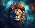 Lion watercolor predator animals wildlife painting . Lion is the king of animals Royalty Free Stock Photo