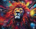 Lion watercolor predator animals wildlife painting . Lion is the king of animals Royalty Free Stock Photo