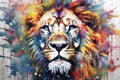 Lion watercolor predator animals wildlife painting . Lion is the king of animals Royalty Free Stock Photo