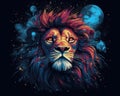 Lion watercolor predator animals wildlife painting . Lion is the king of animals Royalty Free Stock Photo