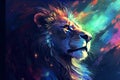 Lion watercolor predator animals wildlife painting . Lion is the king of animals Royalty Free Stock Photo