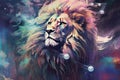 Lion watercolor predator animals wildlife painting . Lion is the king of animals Royalty Free Stock Photo