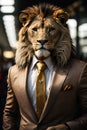 A lion wearing a formal suit