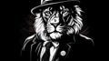 1920s Detective Lion: Dark And Gritty Pop Art Illustration Royalty Free Stock Photo