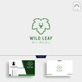 Lion wild leaf logo template with business card Royalty Free Stock Photo