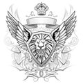 Lion Winged Shield Insignia Royalty Free Stock Photo