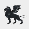 Lion with wings icon. Winged leo, logo template. Vector.