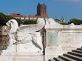 Lion with wings statue at Fatherland historical monument Rome Italy