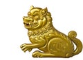 Lion wood carve gold paint Royalty Free Stock Photo