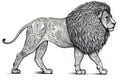 Lion, Zentangle, Hand drawn illustration on white background