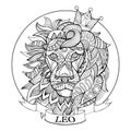 Lion zodiac sign coloring book vector Royalty Free Stock Photo