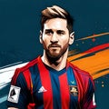 Lionel Messi, an Argentine professional footballer. Vector Portrait Drawing Illustration Royalty Free Stock Photo