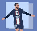 Illustration of Lionel Messi celebrating the victory in the Champions League