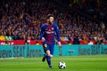 Lionel Messi plays at the Copa del Rey final match between Sevilla FC and FC Barcelona at Wanda Metropolitano Royalty Free Stock Photo