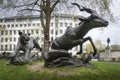 Lioness Chasing Lesser Kudu Statue, London, UK