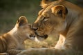 Lioness and her cub, Maasai Mara National Park, Kenya, Africa Royalty Free Stock Photo