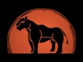 Lioness standing side view graphic vector Royalty Free Stock Photo