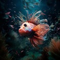 Lionfish in the aquarium, Beautiful underwater world