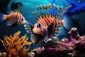 Lionfish in the aquarium. Tropical fish in the water, Tropical fish in the aquarium. Underwater world. Marine life, AI Generated Royalty Free Stock Photo