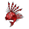 Lionfish cartoon illustration. Venomous marine fish Royalty Free Stock Photo