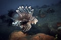 Lionfish Pterois underwater in Tulamben, Bali Royalty Free Stock Photo