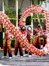 Liong or Chinese dragon dance welcome lunar new year Royalty Free Stock Photo