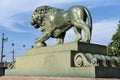 Lions at the Admiralty embankment in Saint Petersburg