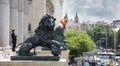 The lions of the Congress of Deputies are two bronze sculptures that symbolically protect the entrance to the Courts