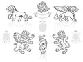 Lions Drawings, Lion Head, Heraldic Lions, Winged Lion Royalty Free Stock Photo