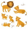 Lions family vector set