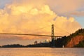 Lions Gate Bridge and Downtown Vancouver with spectacular clouds Royalty Free Stock Photo